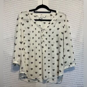 Rose & Olive Cream Pleated Blouse with Relaxed Fit